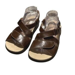 SAS Womens‎ Huggy Cross Strap Leather Tripad Comfort Sandals Brown Size 10M